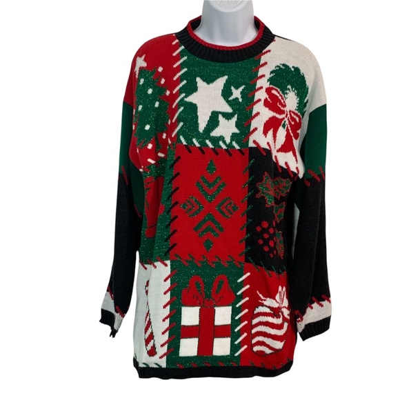 HOLIDAY TIME Vintage Crewneck Festive Holiday Sweater Sz L - Picture 1 of 7